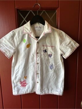 Old Navy White Short-Sleeve Embroidered Collared Shirt